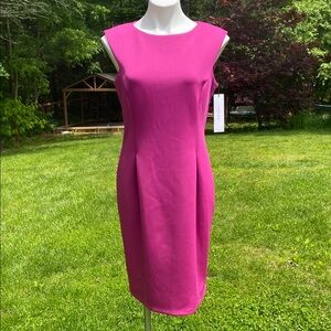 Calvin Klein magenta darted panel sheath dress with gold tone hardware NWT 8
